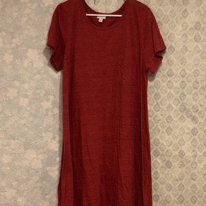 2X LULAROE CARLY HEATHERED RED WITH CHEST POCKET